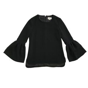 Charlotte Brody Bell Flare Sleeve Blouse Shirt Top Womens Small Black Crew Neck